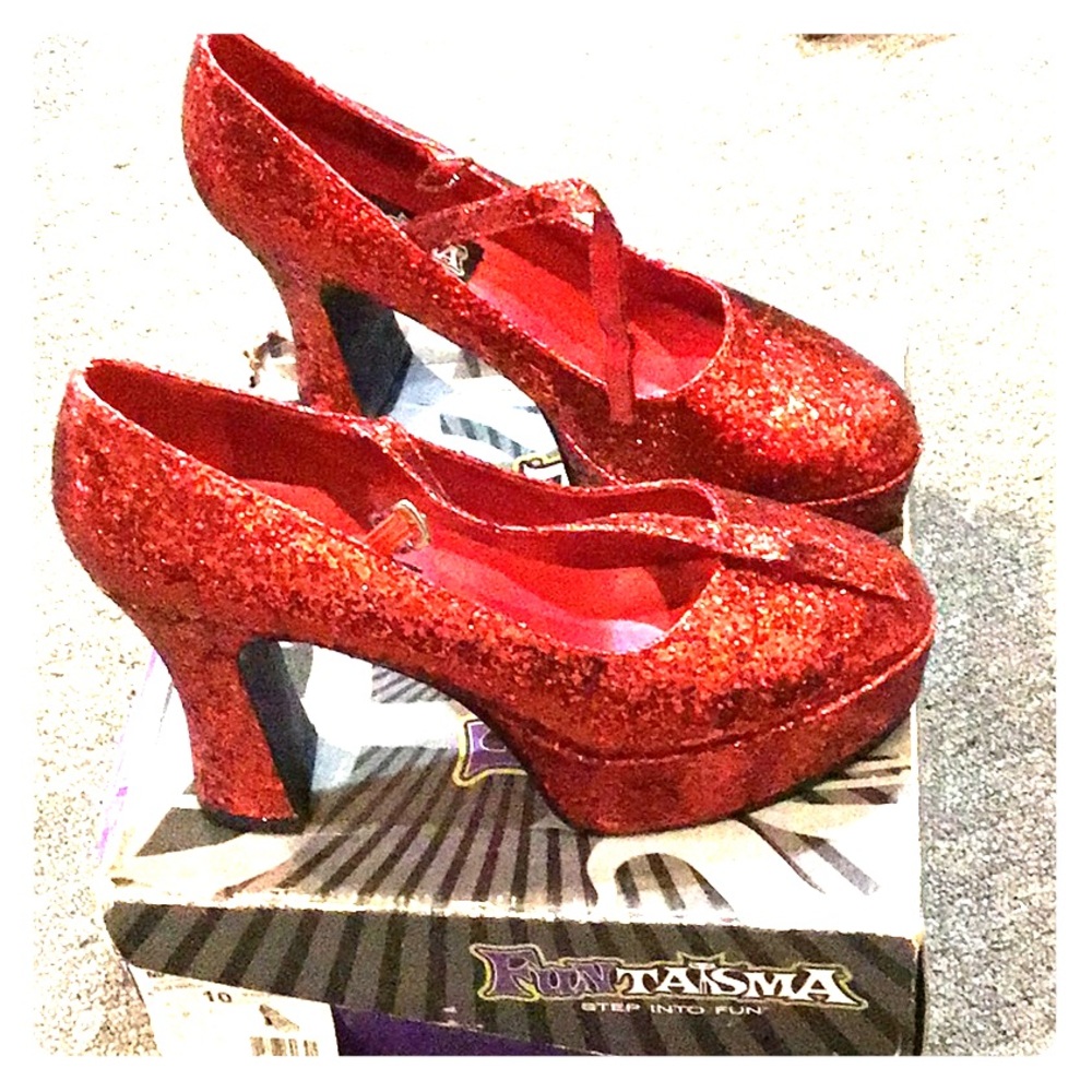 Red glitter Mary Janes